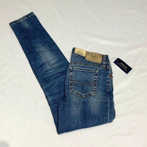 NWT VTG Y2K Polo Ralph Lauren Jeans Women's XS Blue Bowery Straight Low Rise - Picture 2 of 14